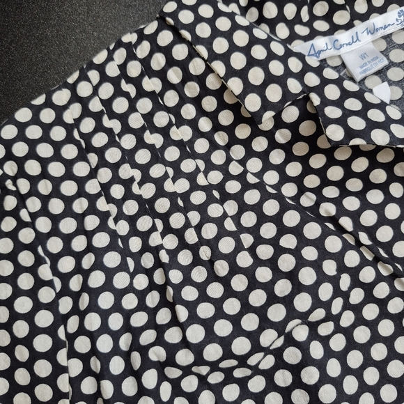 April Cornell Cotton Cap Sleeve 1/2 Button-Front w/ Collar Polka-Dot Dress - 3X - Picture 7 of 12